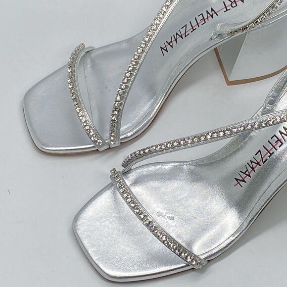 Stuart Weitzman Embellished Metallic Leather Sandals size 7 - Picture 5 of 12